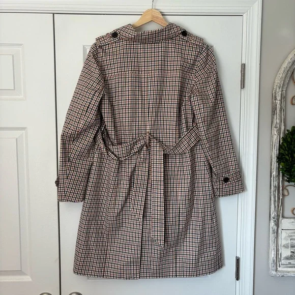 Talbots Polished Plaid Trench Coat NWOT Fall Office Career M P Petite MP - Picture 12 of 12
